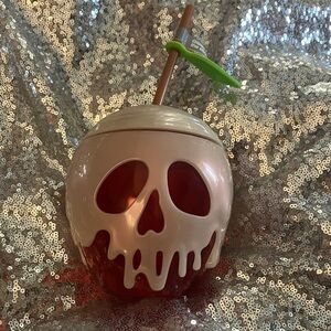 NWT Disney Poison Apple Mug with Straw - Red and Cream